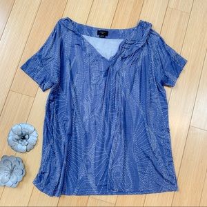 Anthropologie Deletta Blue and Gray Print Shirt, S